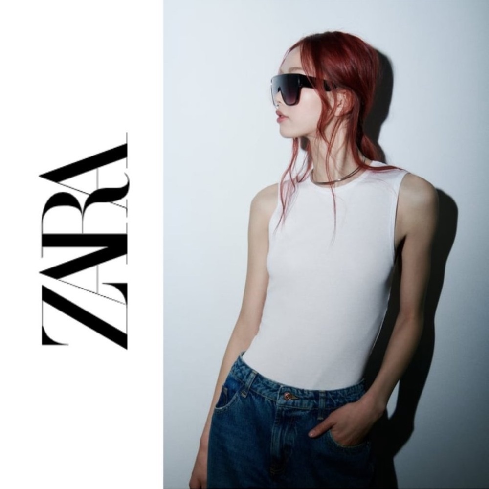 NWT Zara Classic White Tank Bodysuit - Medium